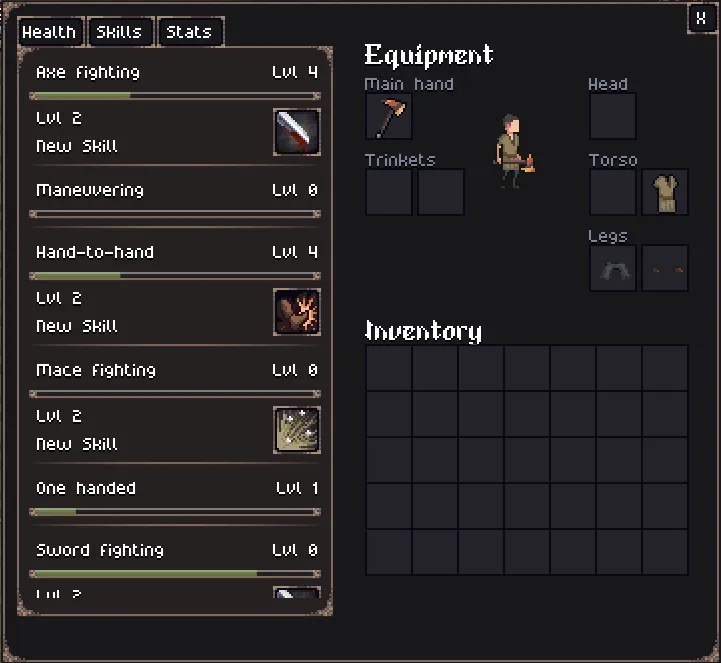 Skills screen